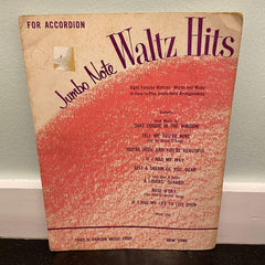 jumbo note waltz hits accordion music book vintage 1953