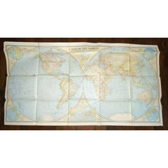 Map of the World Vintage 1941 WW2 Aged Paper National Geographic 41" x 22" Print