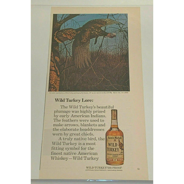 1979 Wild Turkey Bourbon Ken Davies Art Whiskey Vintage Magazine Print Ad