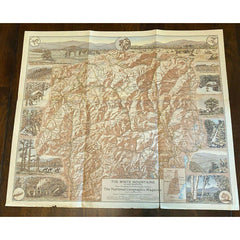 1937 White Mountains Illustrated Map Mount Washington North Conway New Hampshire